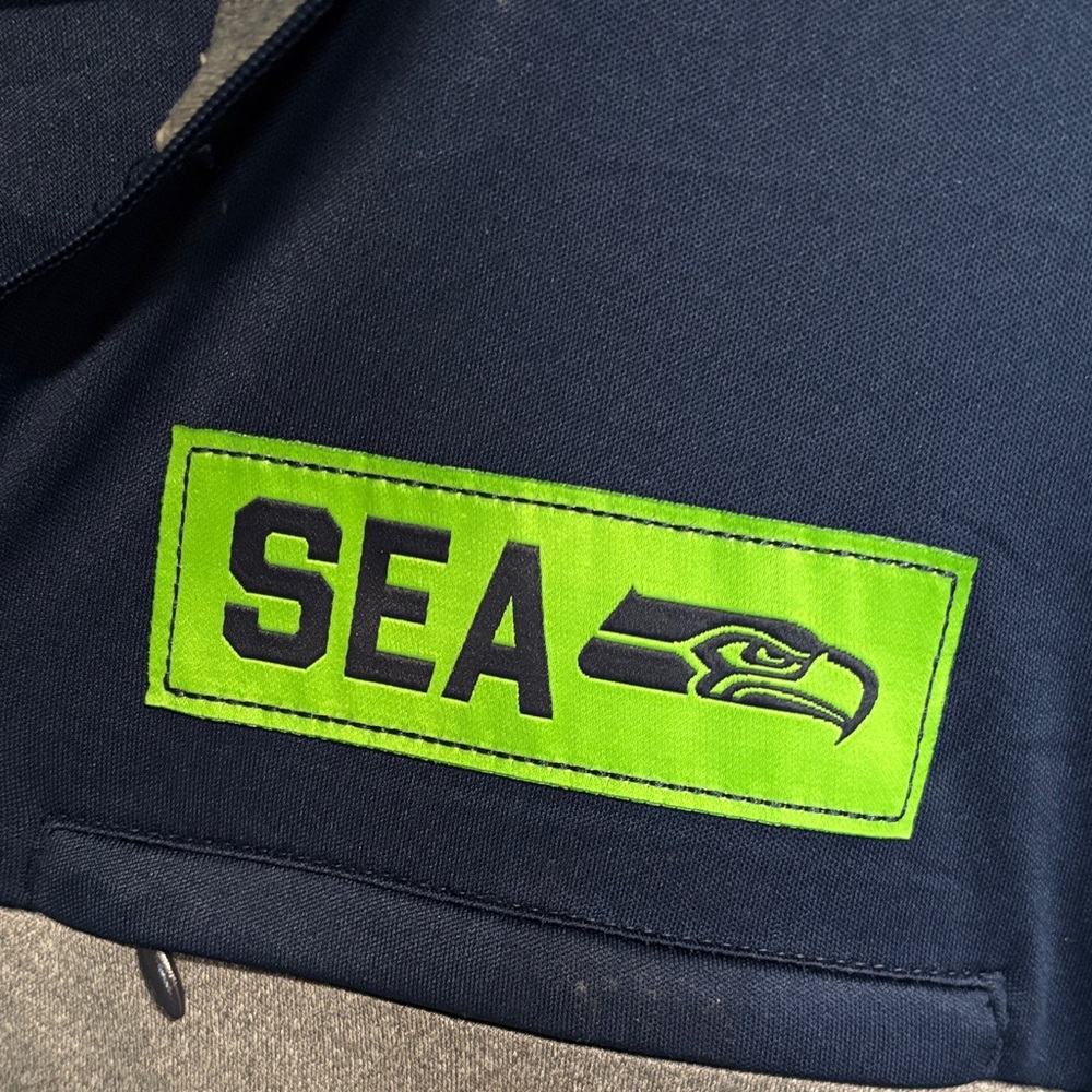 NFL Men’s Navy, Gray & Neon Green Quarter-Zip Pullover - Picture 4 of 7